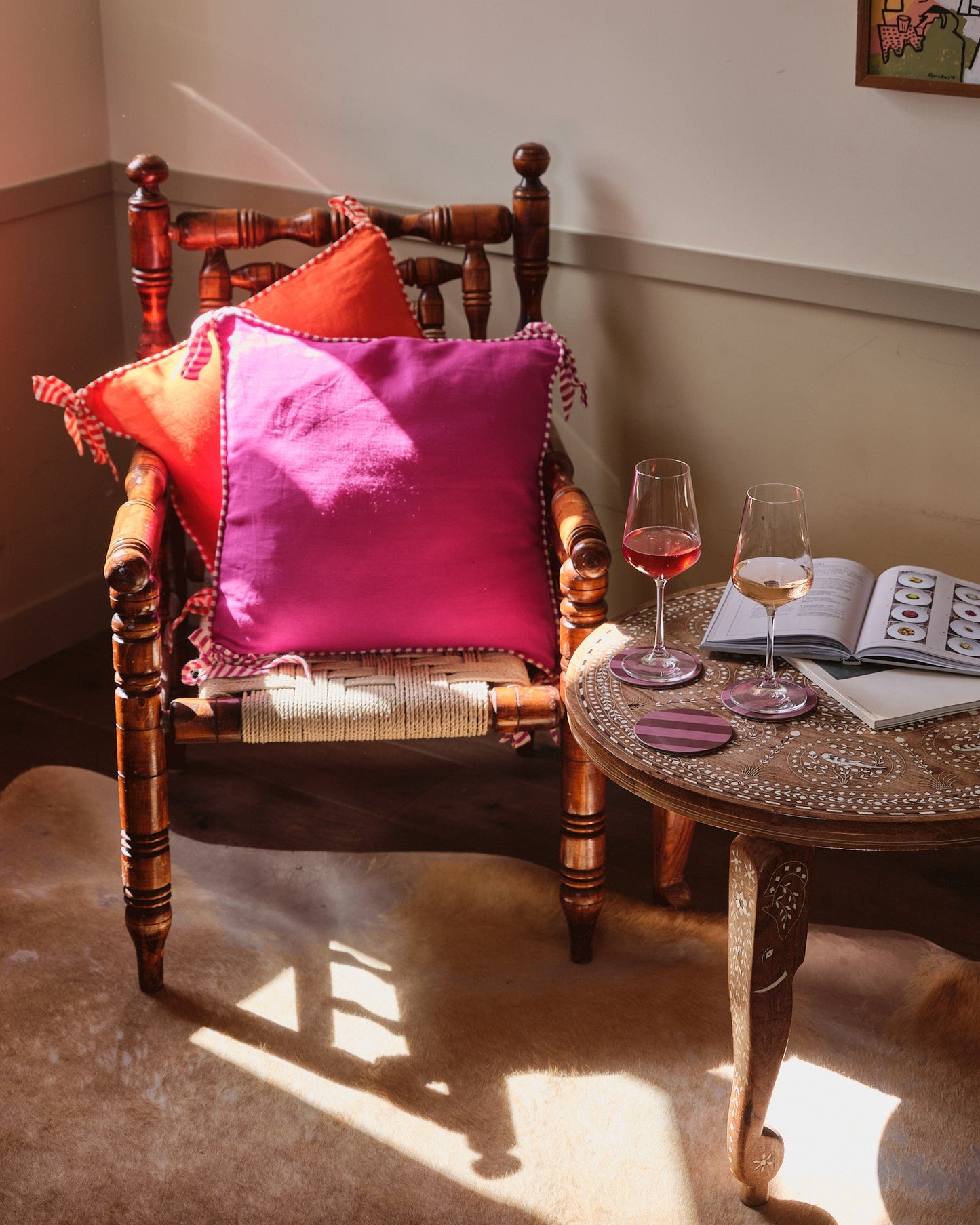 Fuchsia Ribbon Cushion Cover