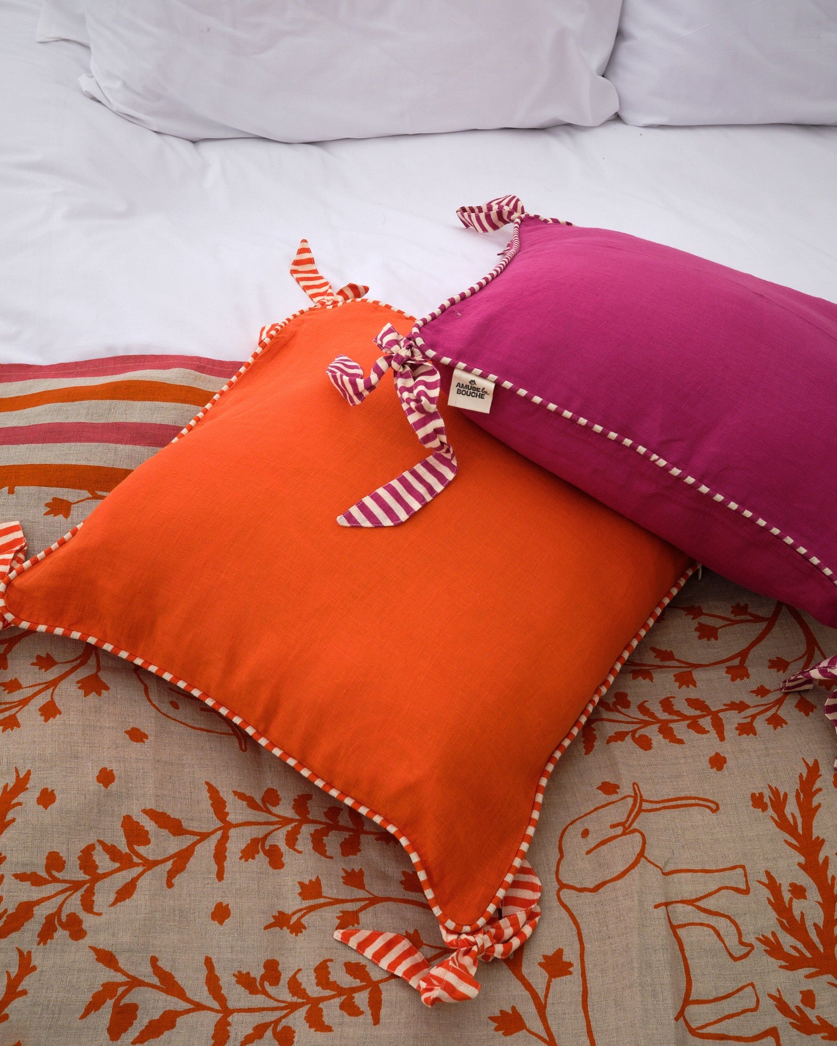 Hot Orange Ribbon Cushion Cover
