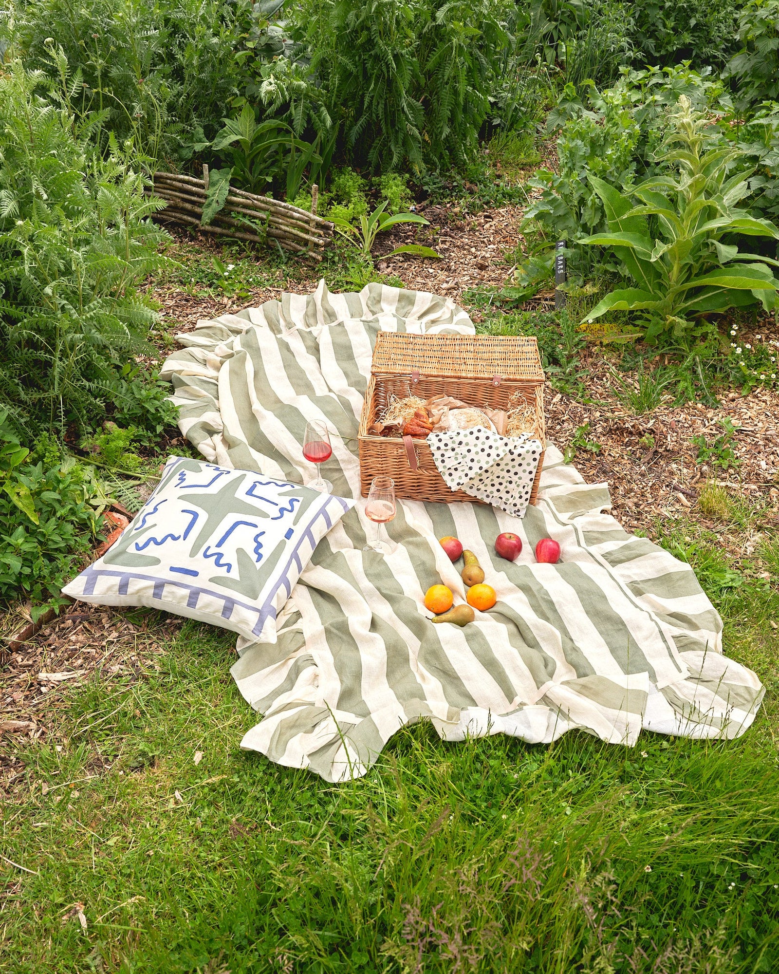 Sea Green Wide Stripe Tablecloth