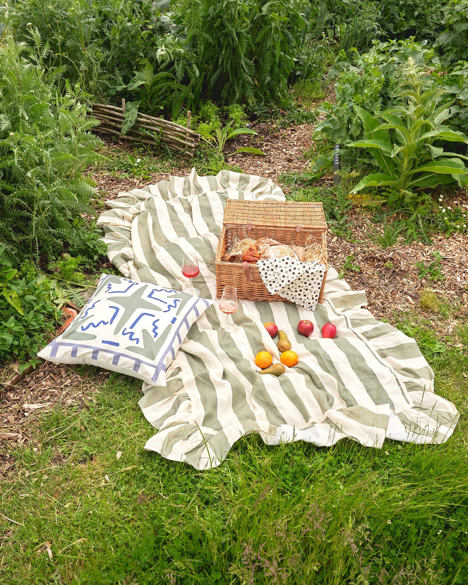 Sea Green Wide Stripe Tablecloth