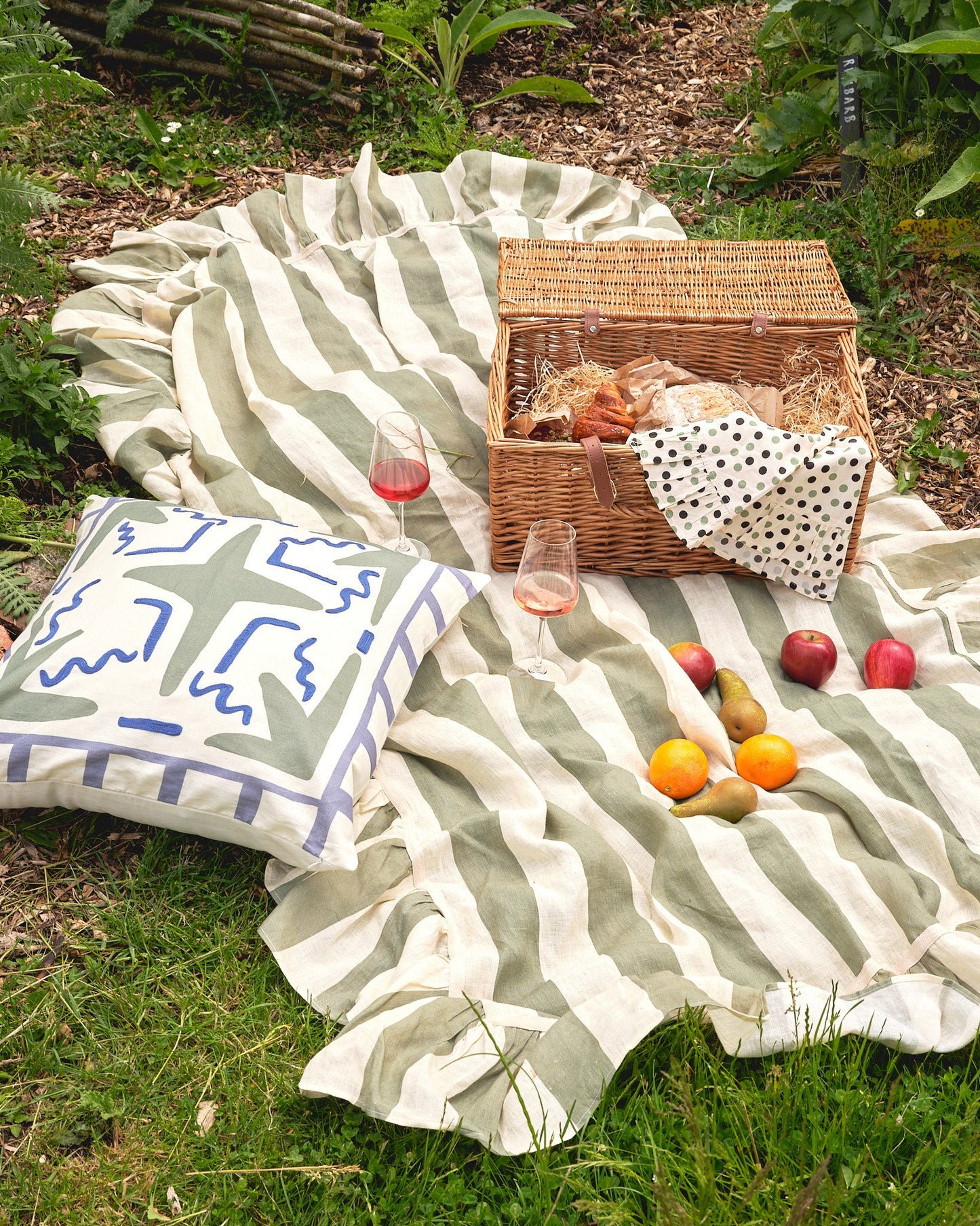 Sea Green Wide Stripe Tablecloth
