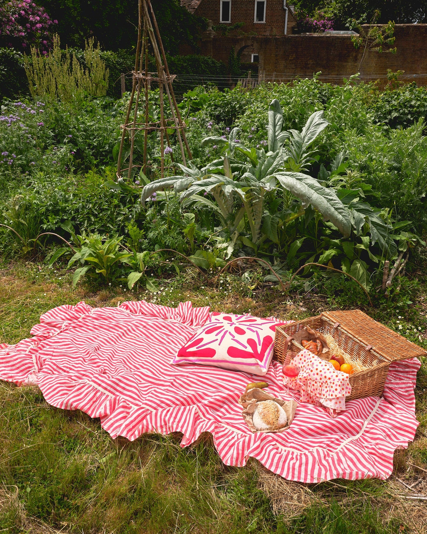 Cherry Red Candy Stripe Tablecloth