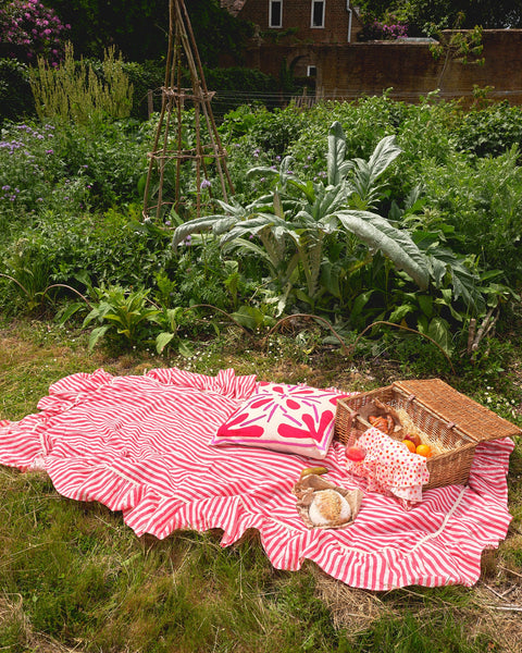 Cherry Red Candy Stripe Tablecloth