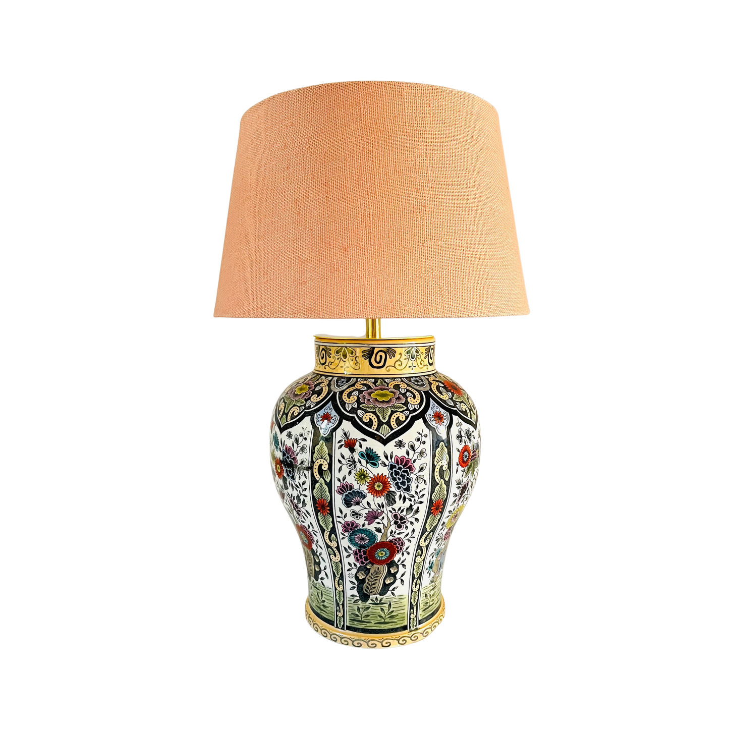 Antique Delft Boch Polychrome Lamp