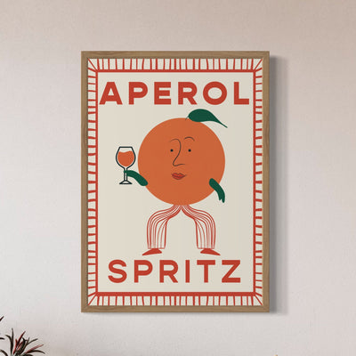 Orange wall print. Cocktails art print. Aperol Spritz art. Italian food wall art. Trending art work. 