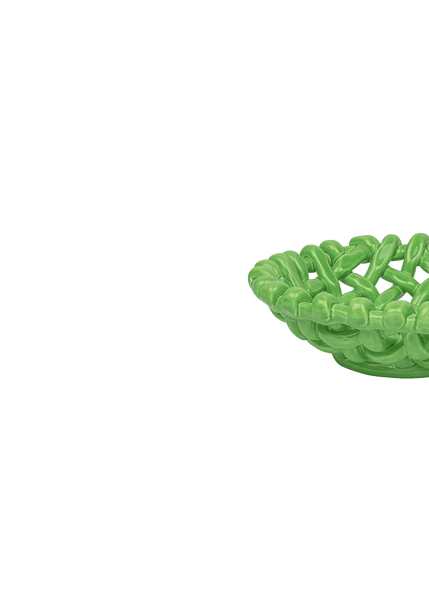 Apple Green Basketweave Bowl
