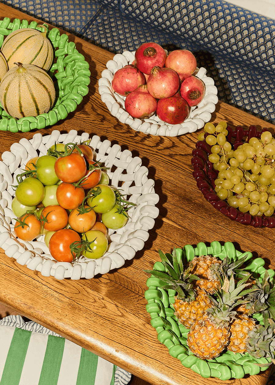 Apple Green Basketweave Bowl