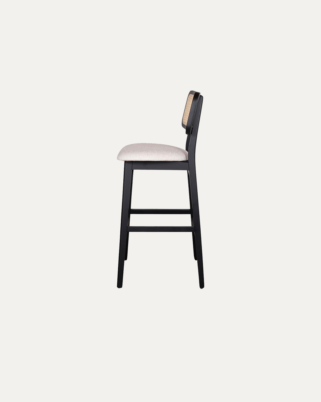 Antwerp Black Solid Ashwood Bar Stool with Rattan Back