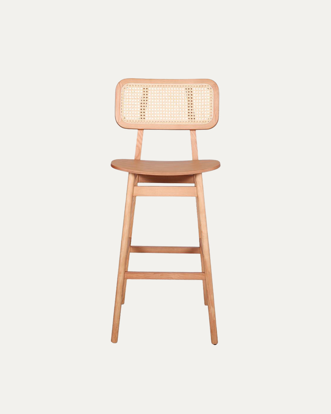 Antwerp Light Solid Ashwood Bar Stool with Rattan Back