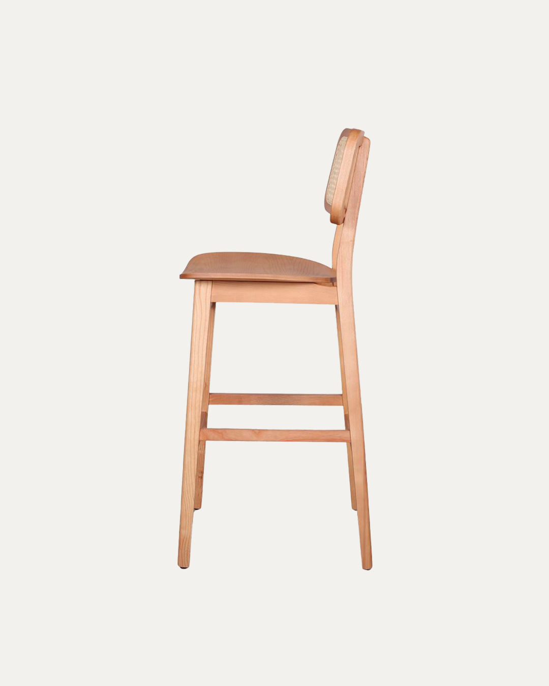 Antwerp Light Solid Ashwood Bar Stool with Rattan Back