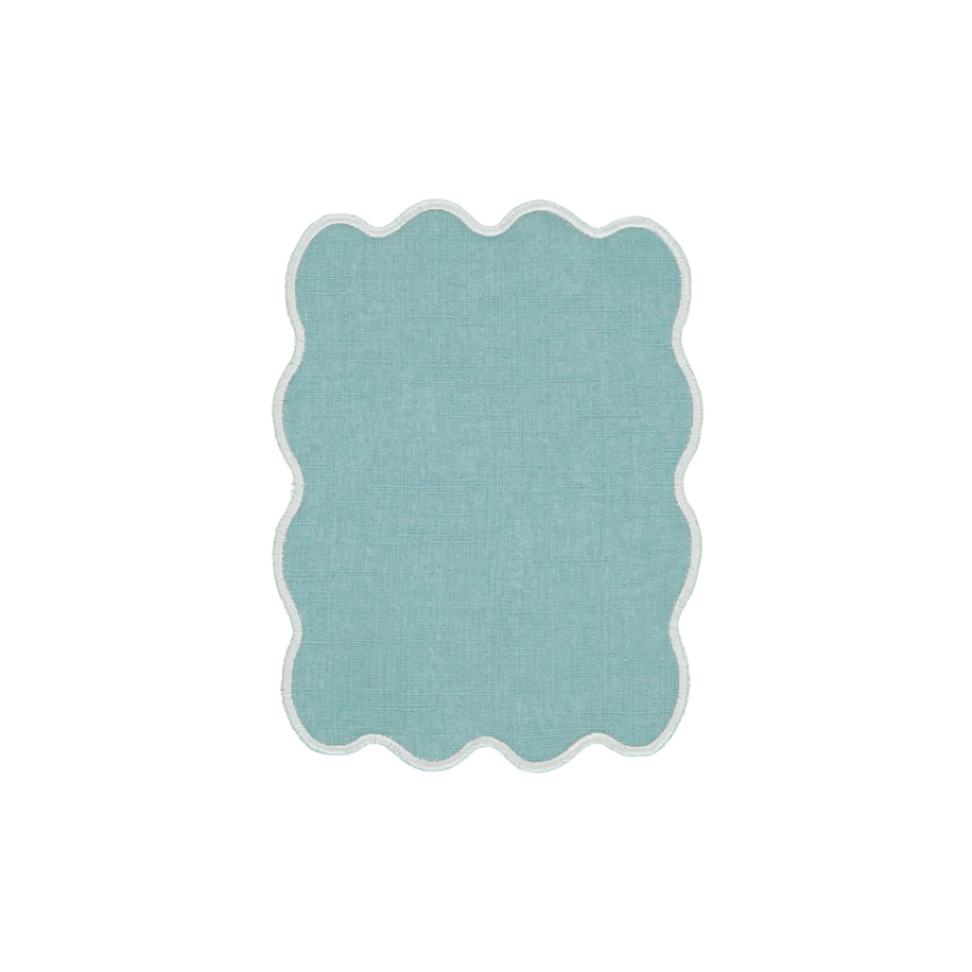 Palma Cocktail Napkin, Light Blue and Natural