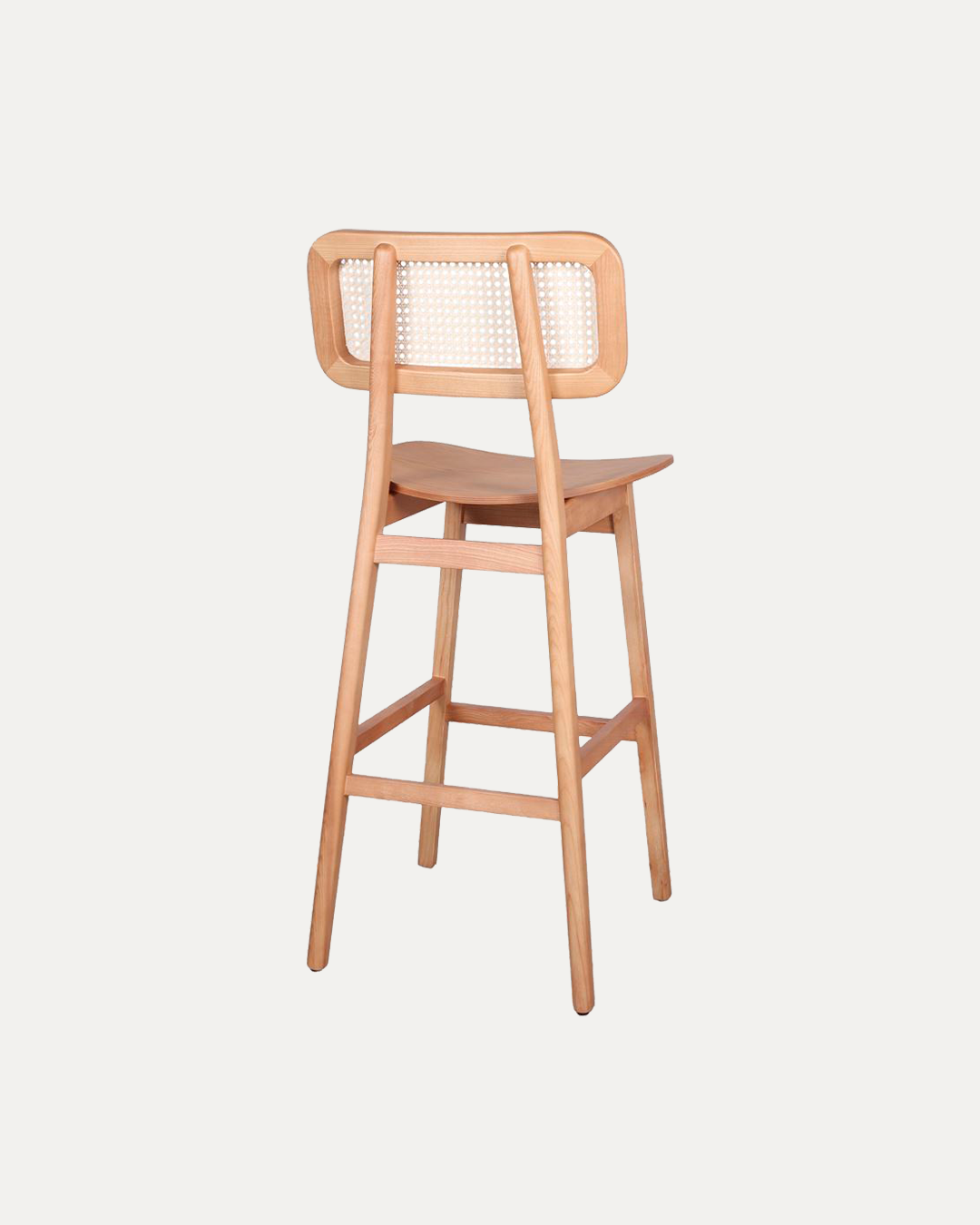 Antwerp Light Solid Ashwood Bar Stool with Rattan Back