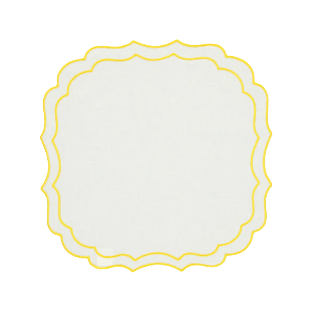 Greta Stain-Resistant Placemat, White and Yellow