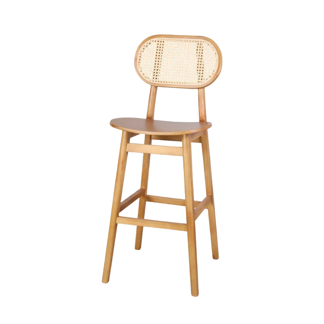 Brisbane Solid Elmwood Bar Stool with Rattan Back