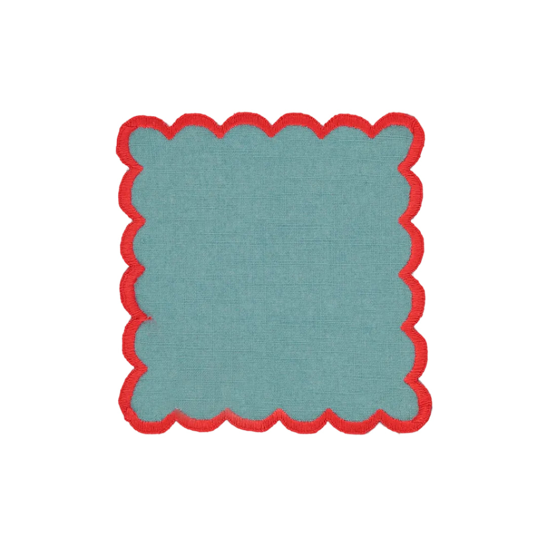 Aurora Cocktail Napkin, Blue and Red