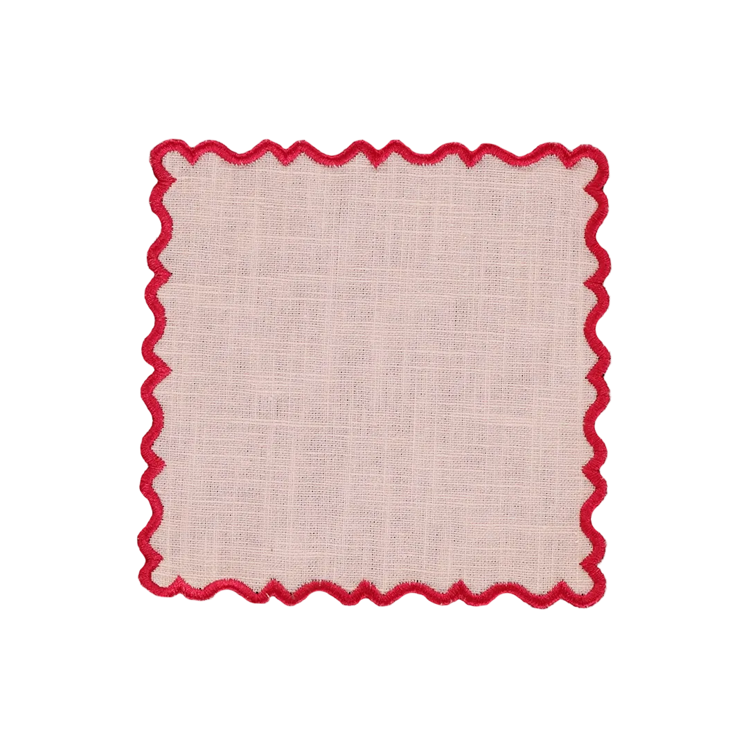 Baby Pink and Pink Scalloped Cocktail Napkin