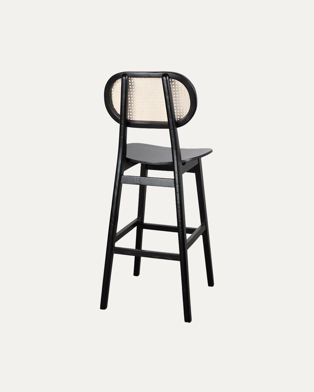 Brisbane Black Elmwood Bar Stool with Rattan Back