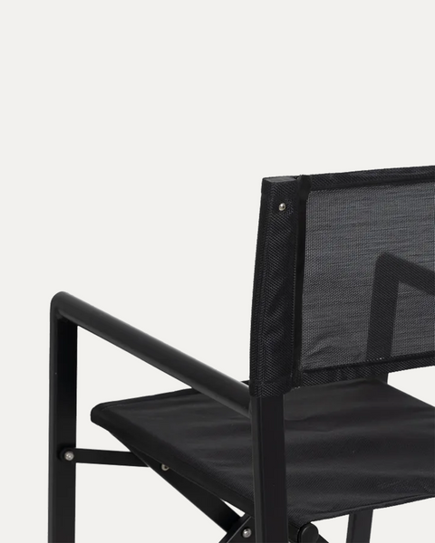 Douro Folding Director’s Chair in Black Aluminium with Armrests