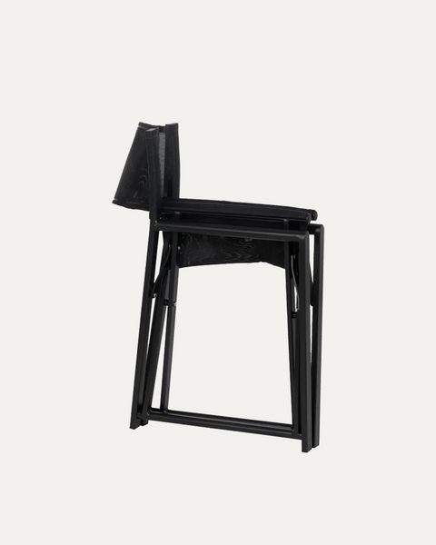 Douro Folding Director’s Chair in Black Aluminium with Armrests