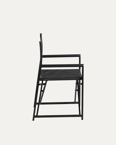 Douro Folding Director’s Chair in Black Aluminium with Armrests
