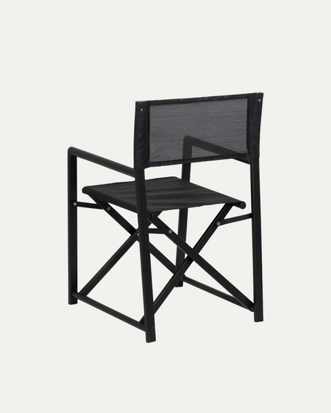 Douro Folding Director’s Chair in Black Aluminium with Armrests