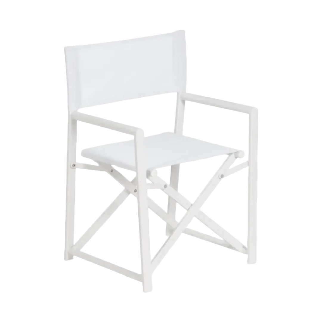 Douro Folding Director’s Chair in White Aluminium with Armrests