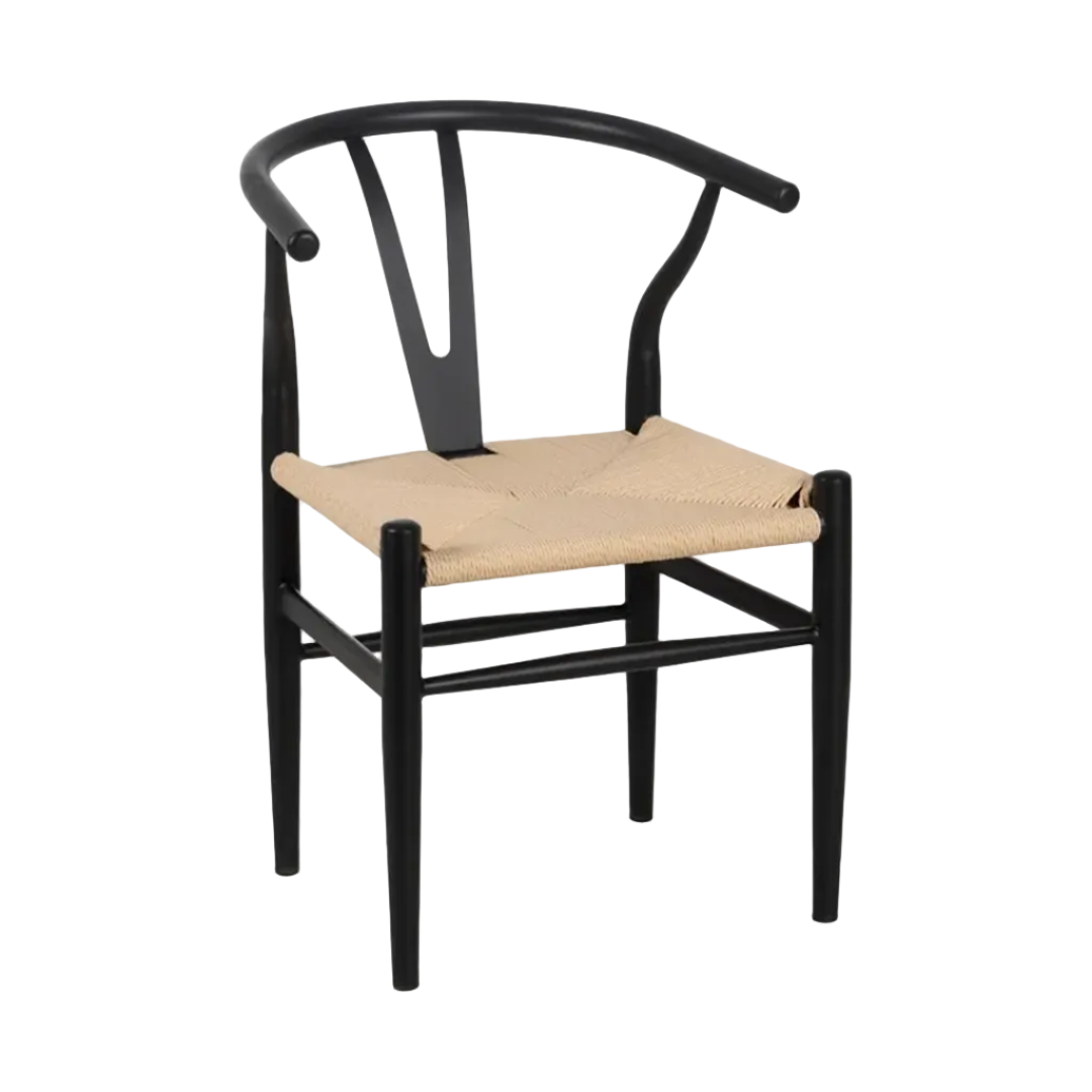 Oslo Chair with Black-Effect Metal Arms and Rope Seat