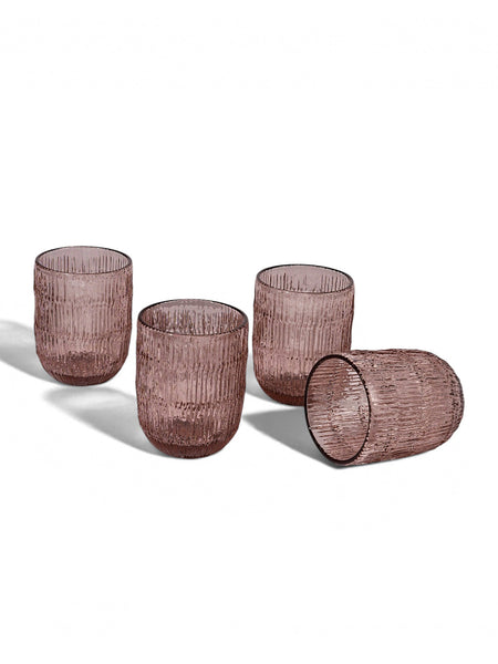 Textured Drinking Glass | Handcrafted | Set of 4