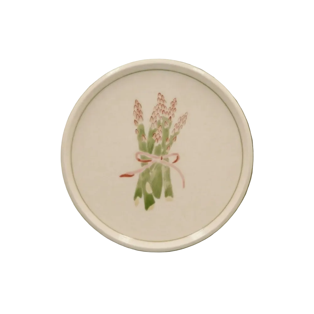 Asparagus Dinner Plate with Lined Border