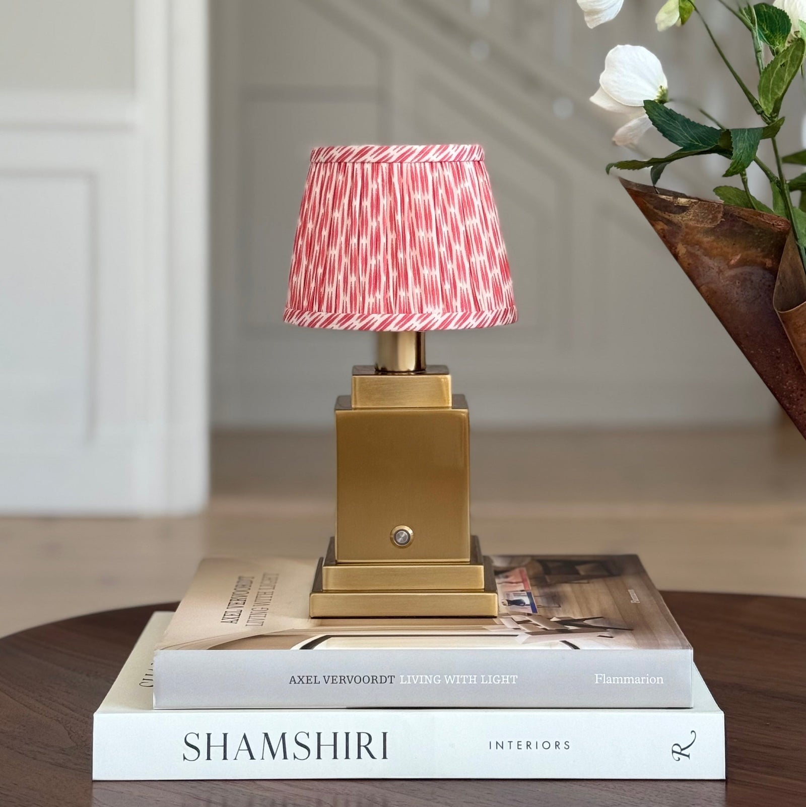 Athena Rechargeable Table Lamp (Red Ikat)