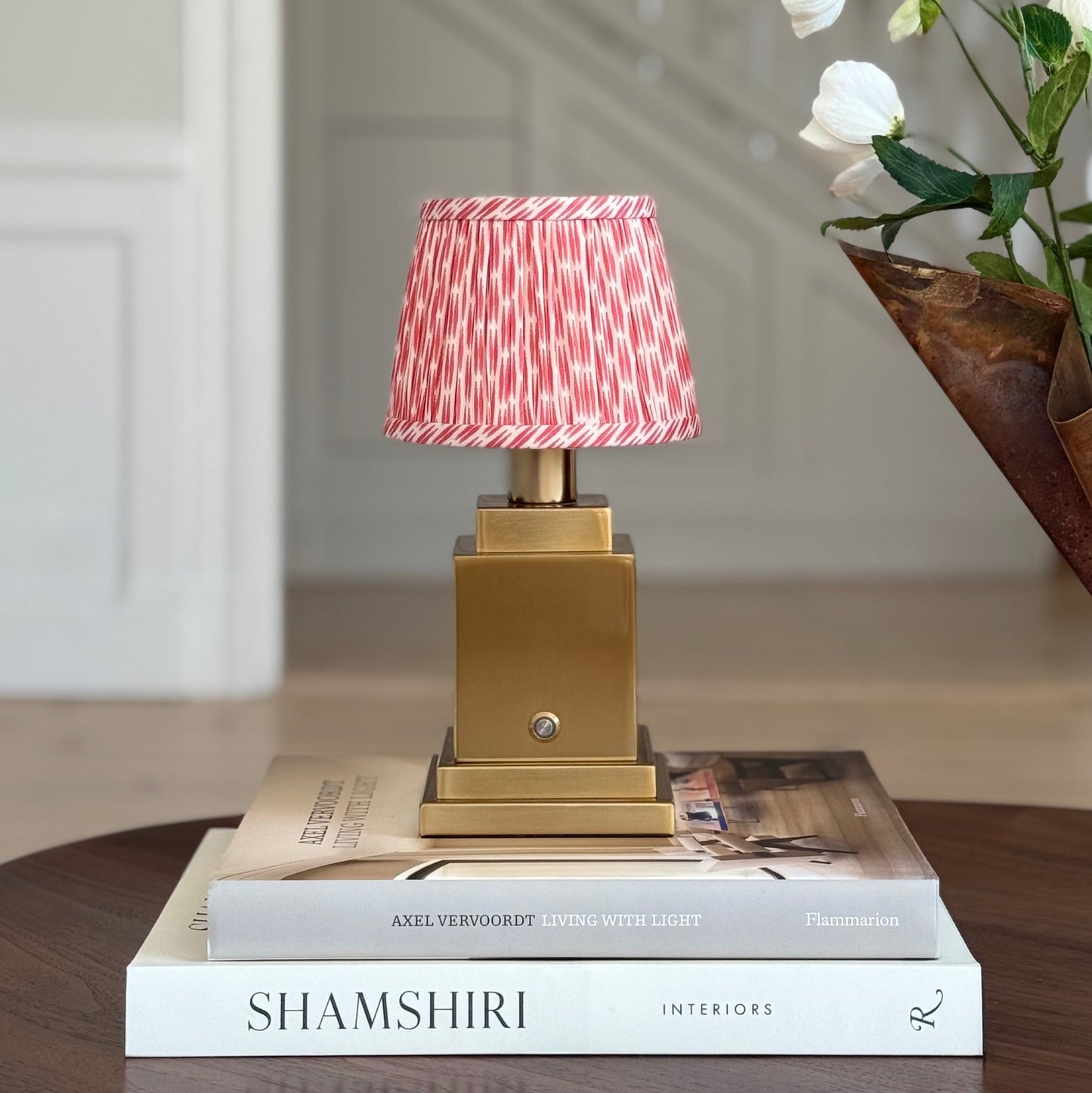 Athena Rechargeable Table Lamp (Red Ikat)