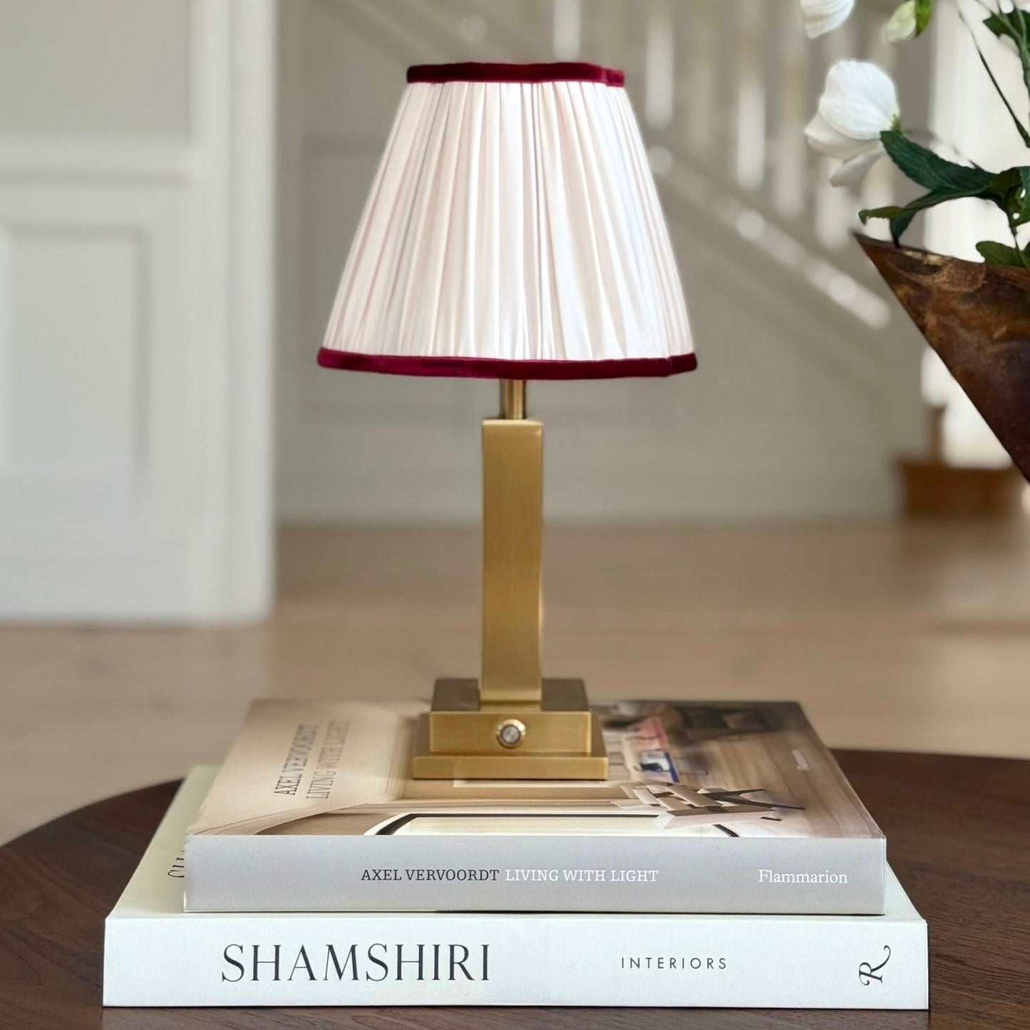 Lampshade Ivory With Burgundy Trim