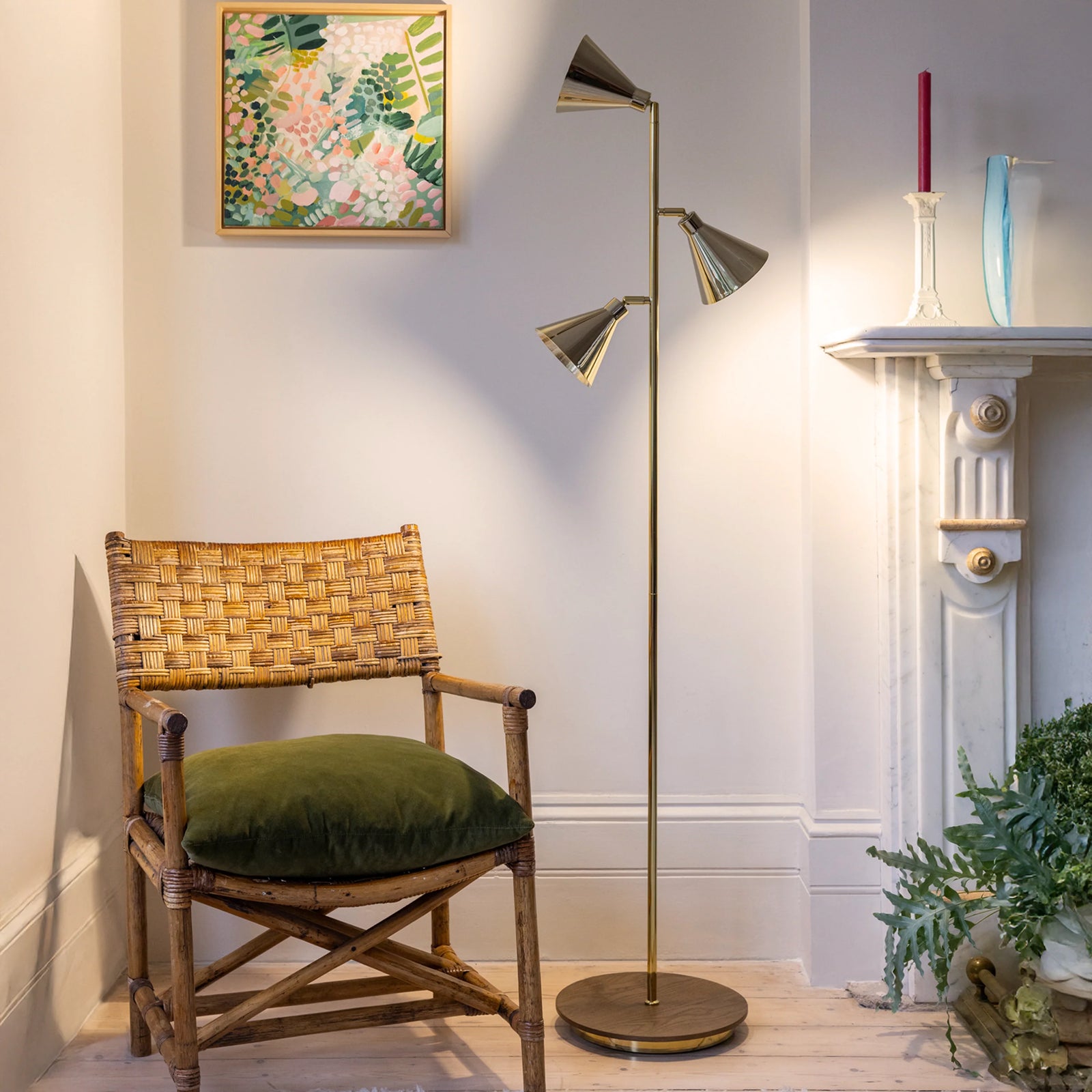 Brass cone floor lamp
