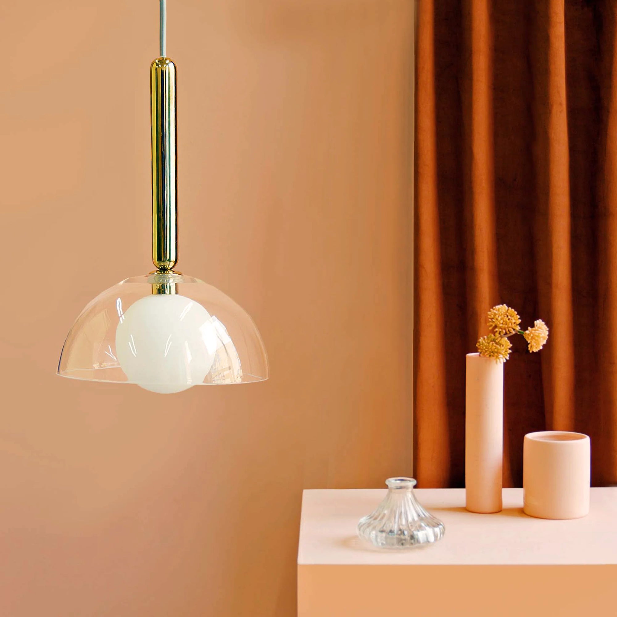 Clear glass dome ceiling light