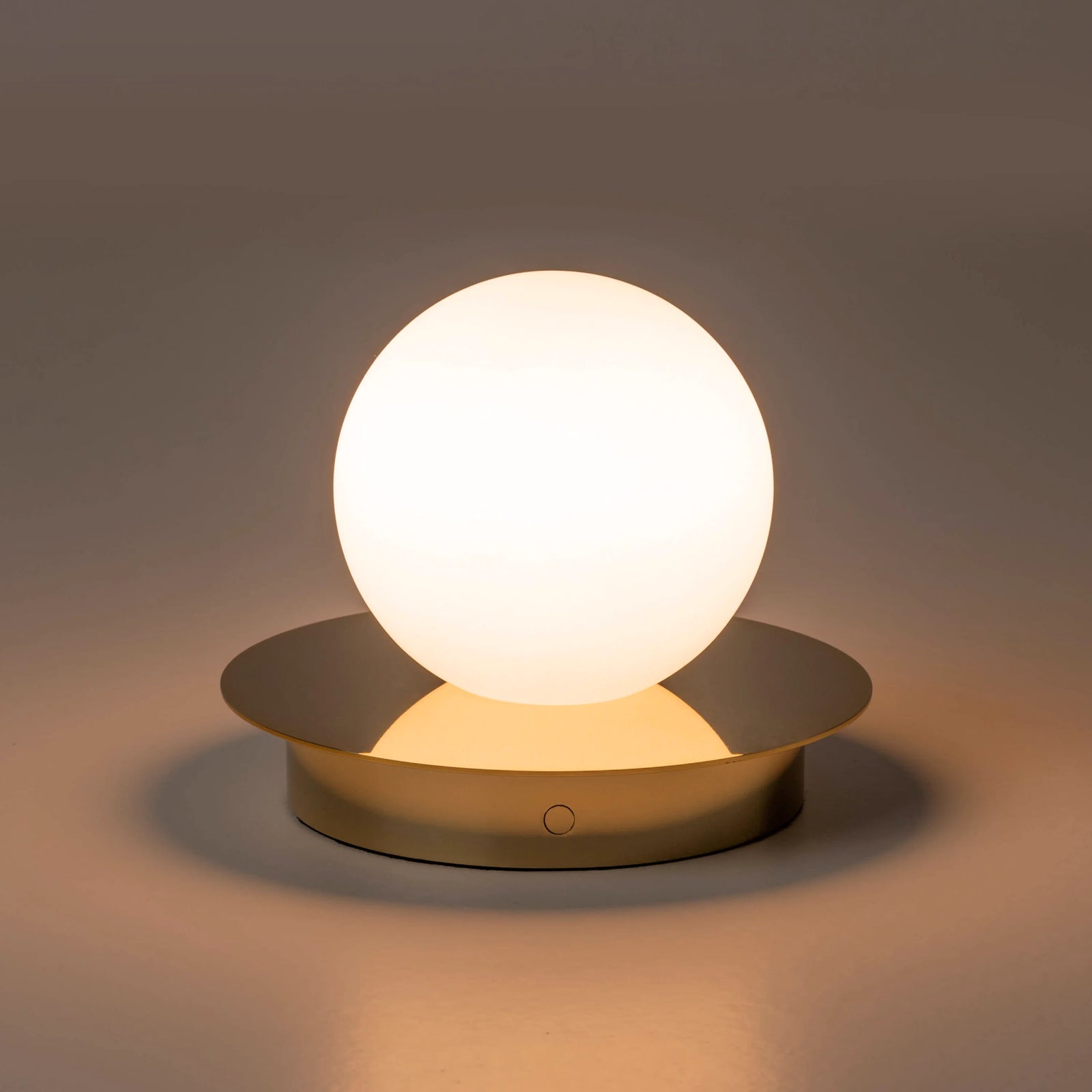 Brass opal disk rechargeable table lamp