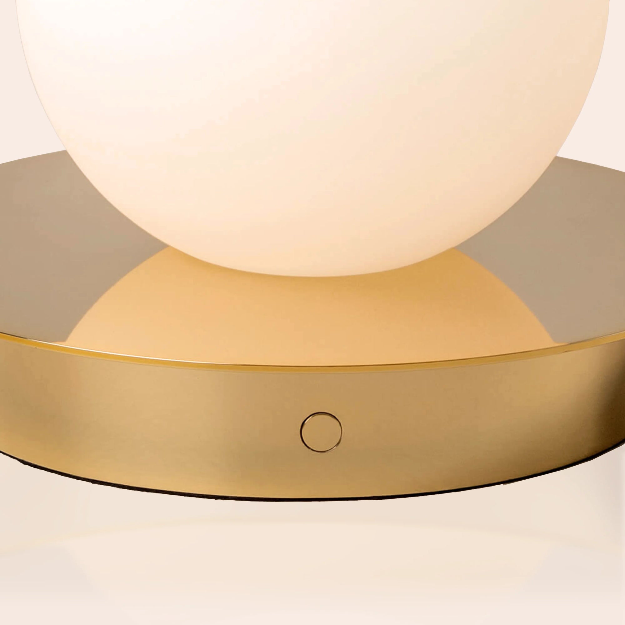 Brass opal disk rechargeable table lamp