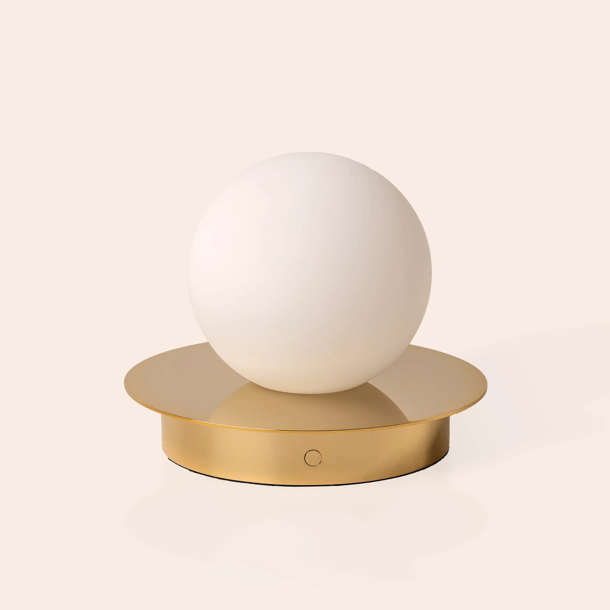 Brass opal disk rechargeable table lamp