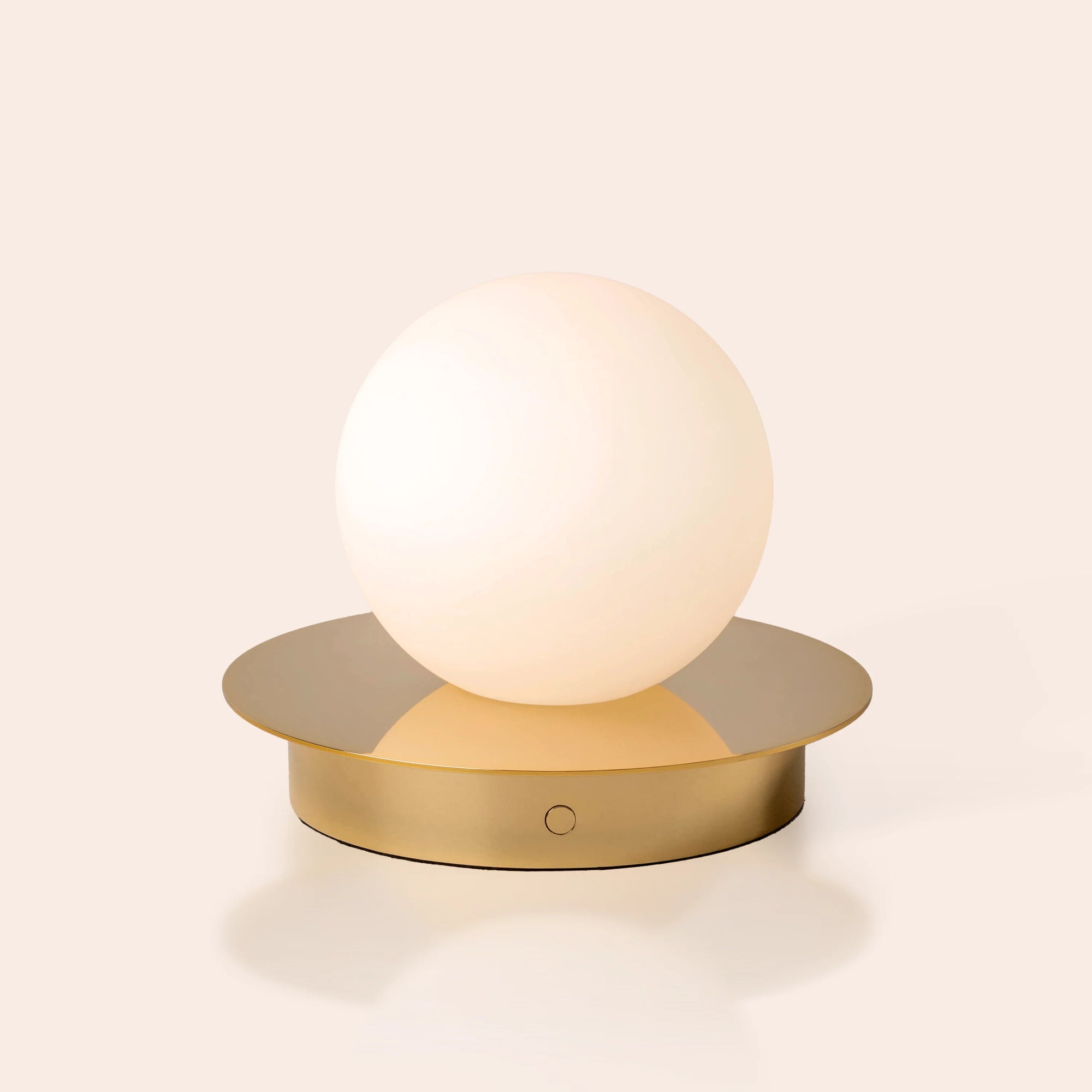 Brass opal disk rechargeable table lamp