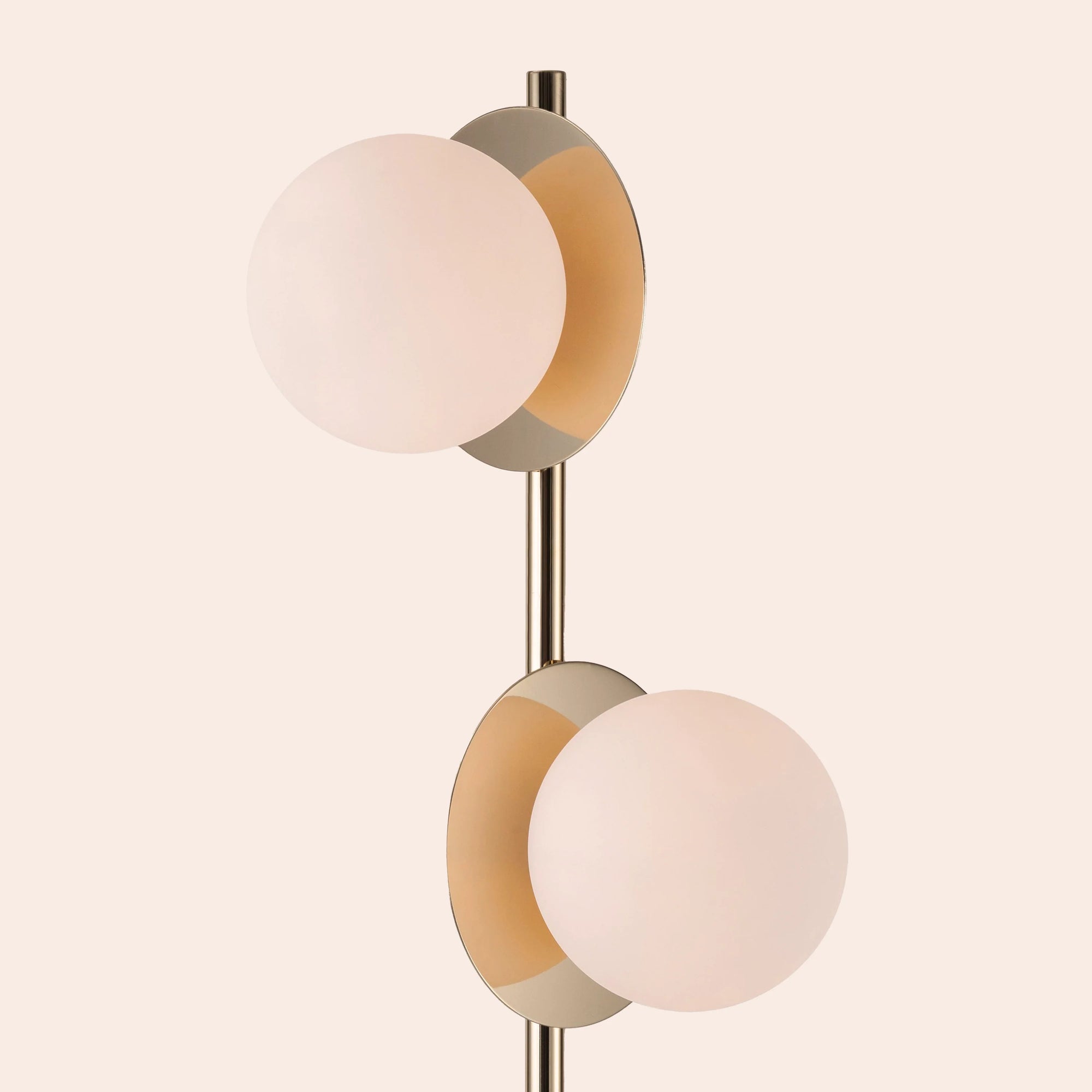 Brass opal disk floor lamp