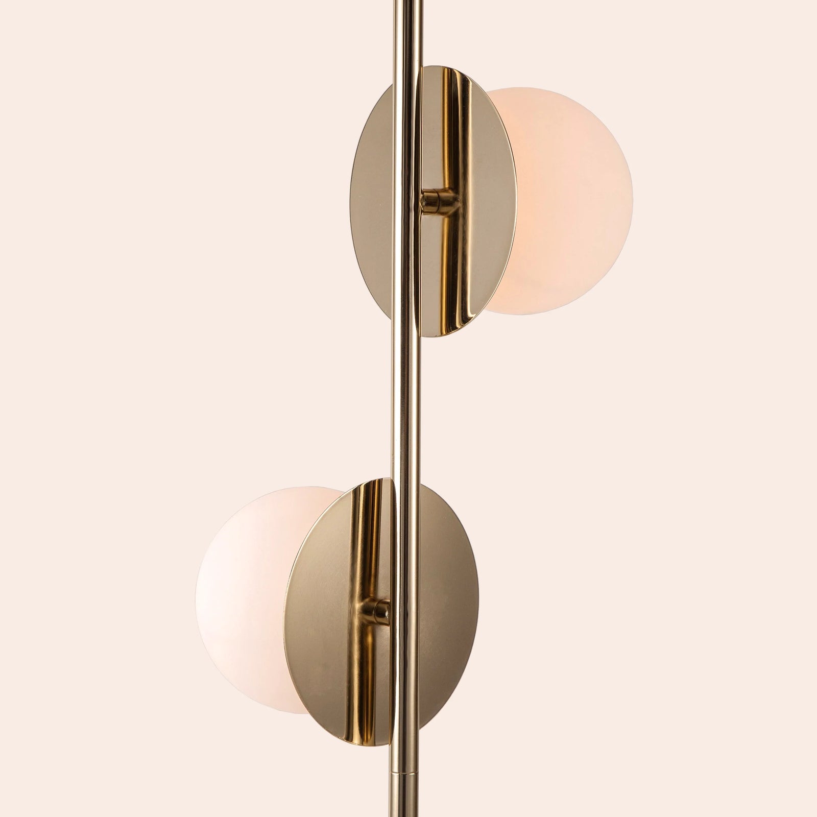 Brass opal disk floor lamp