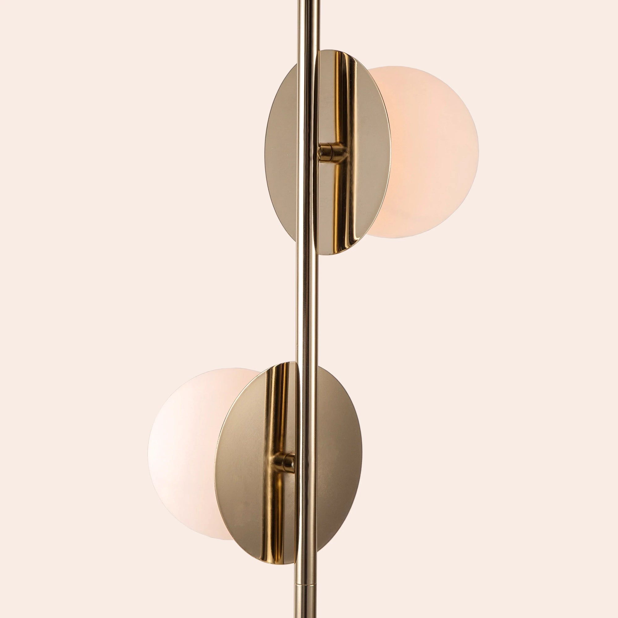 Brass opal disk floor lamp