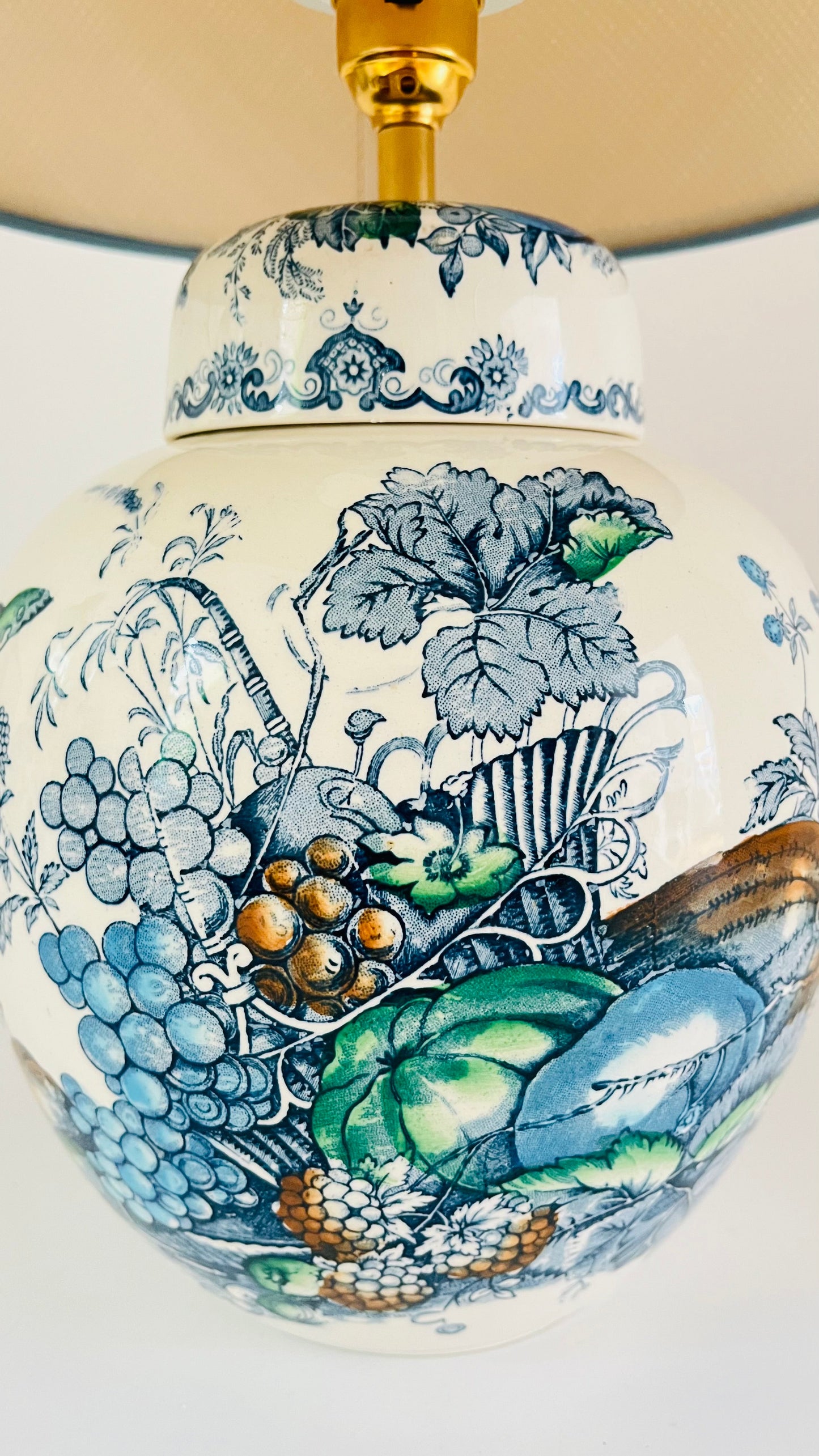 Large Antique Mason’s ‘Fruit Basket’ Lamp