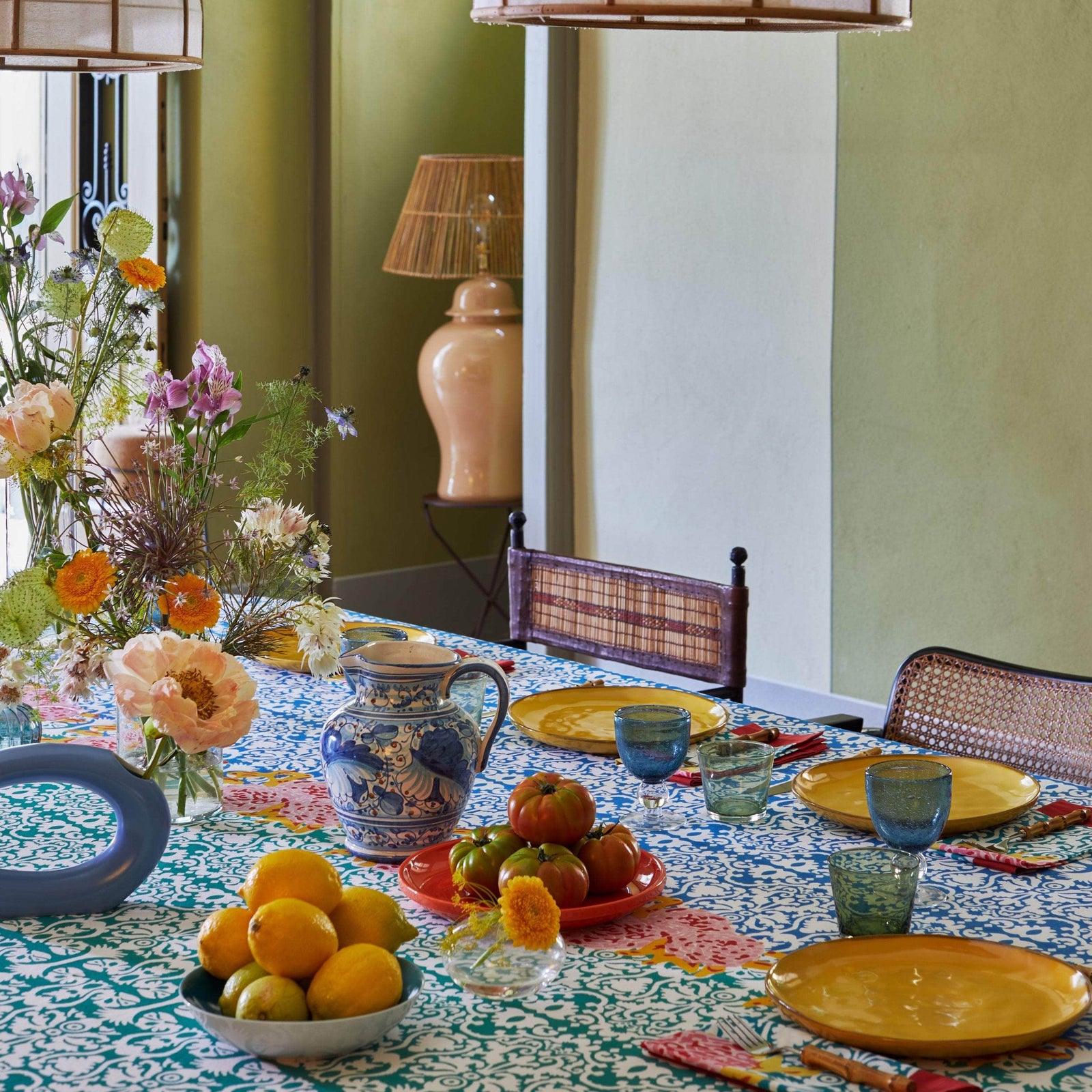 Cotton Tablecloth | Dam Dam Veronese Blue