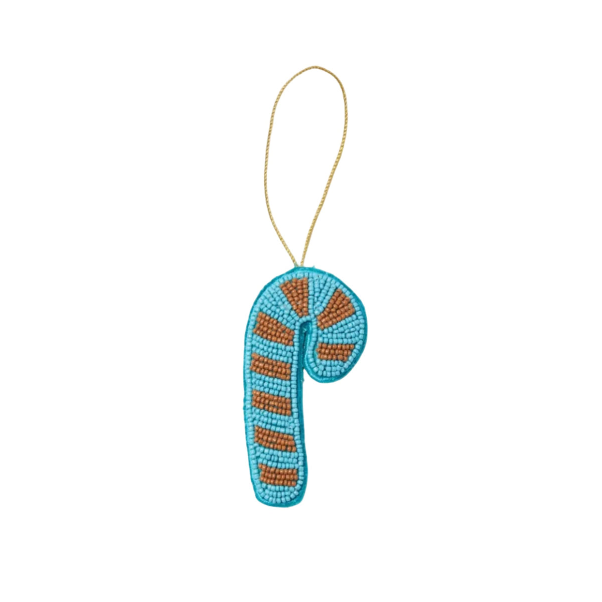 Candy Cane Blue Beaded Christmas Decoration