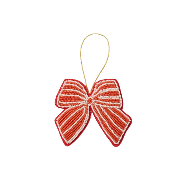 Bow Red Beaded Christmas Decoration