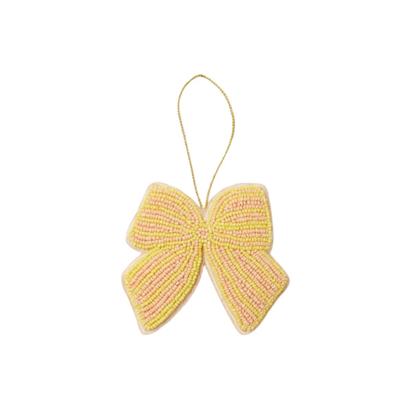 Bow Peach Beaded Christmas Decoration