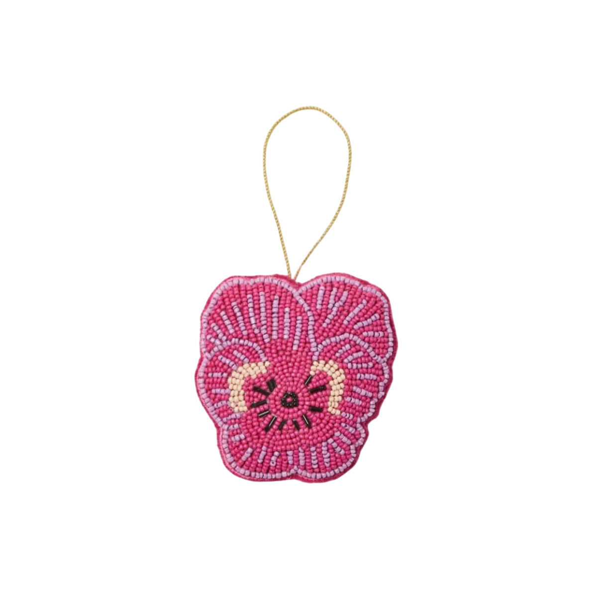 Pansy Bright Pink Beaded Christmas Decoration