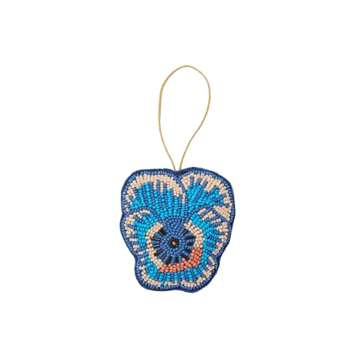 Pansy Blue Beaded Christmas Decoration