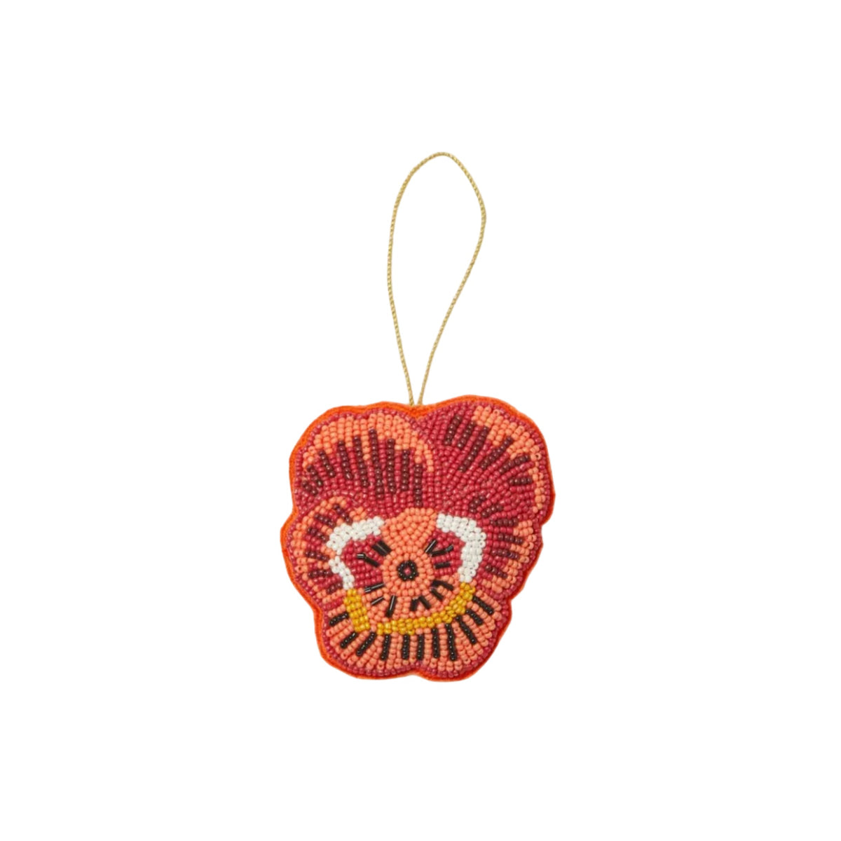 Pansy Orange Beaded Christmas Decoration