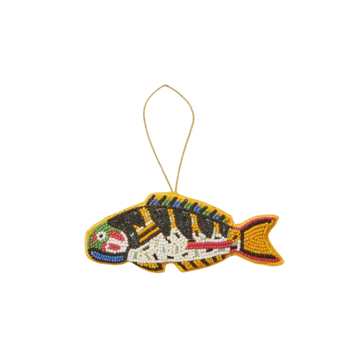 Sardine Yellow Beaded Christmas Decoration